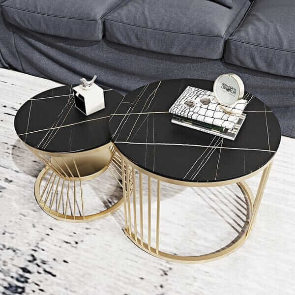 Grace Modern Black & Gold Nesting Coffee Table Set