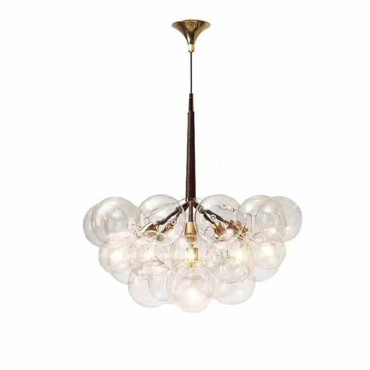 Bubble chandelier with clear glass spheres, adding Scandinavian charm and sophistication to any space.