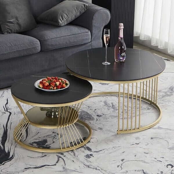 Grace Modern Black & Gold Nesting Coffee Table Set