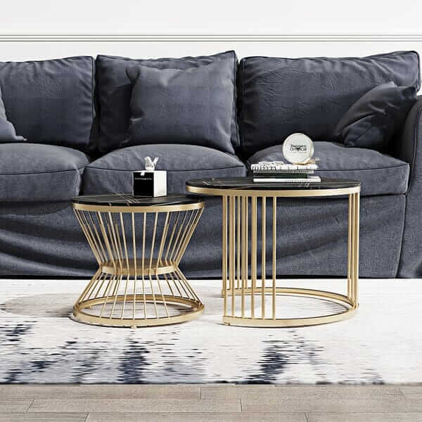 Grace Modern Black & Gold Nesting Coffee Table Set