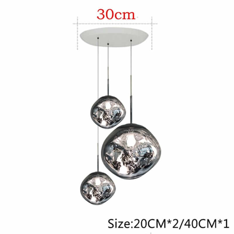 Foyer chandelier with three cascading glass orbs, perfect for modern Nordic home decor.