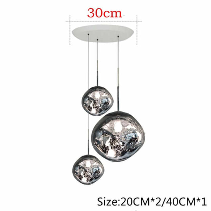 Foyer chandelier with three cascading glass orbs, perfect for modern Nordic home decor.