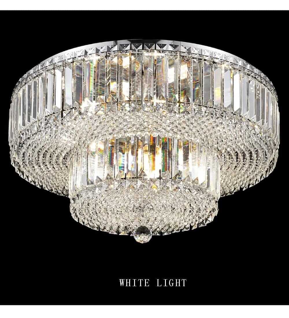 Alisah Dual Crystal Chandelier showcasing a stunning white light with an elegant crystal design.