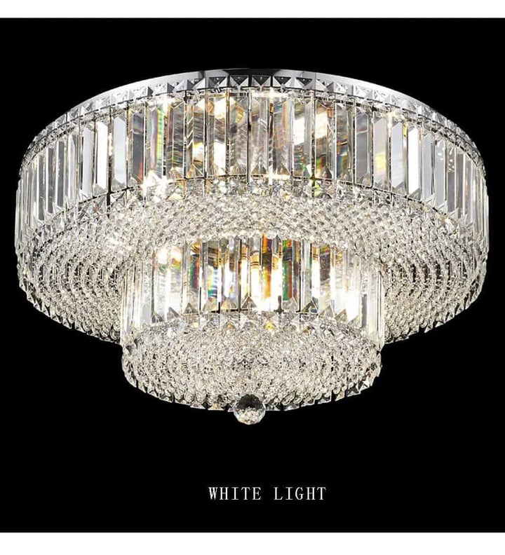 Alisah Dual Crystal Chandelier showcasing a stunning white light with an elegant crystal design.