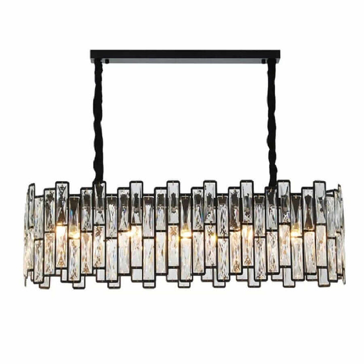 Modern LED chandelier with crystal elements, adding luxurious ambiance and sparkle to any space.