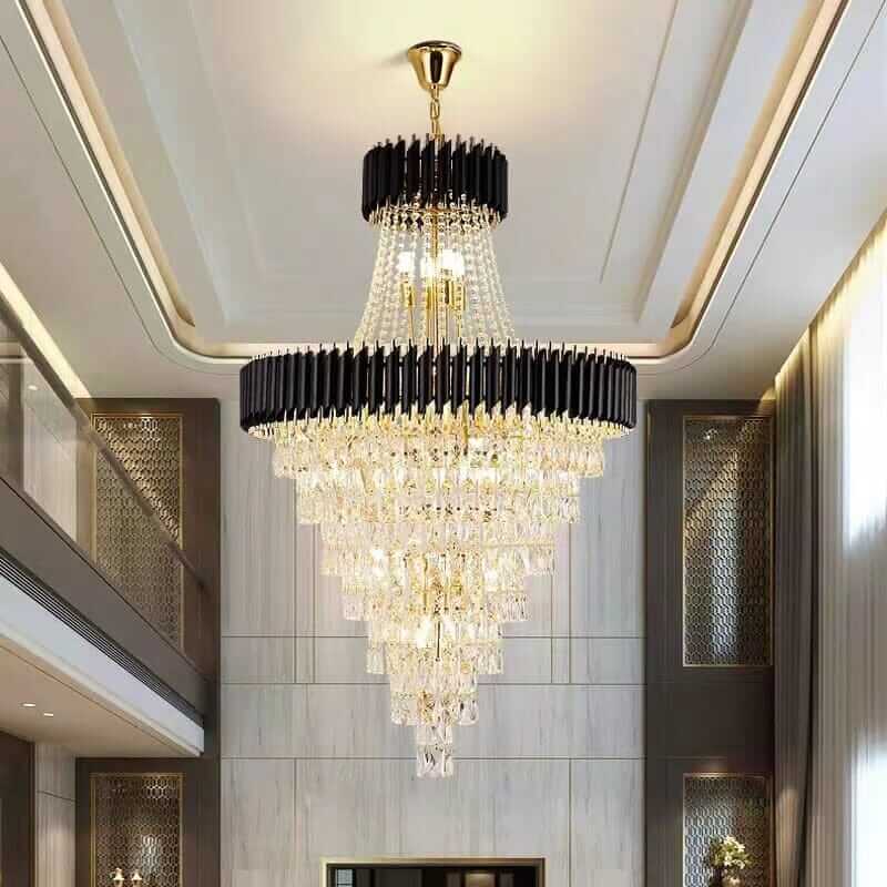 Chandelier illuminating a chic room with elegance and luxury.