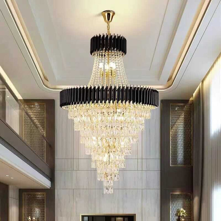 Chandelier illuminating a chic room with elegance and luxury.