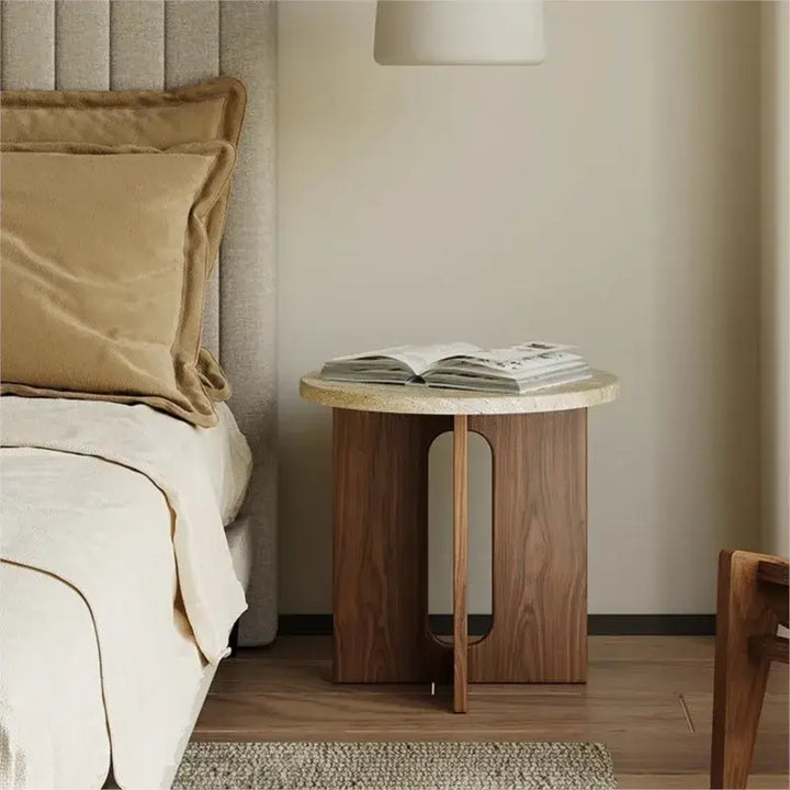 Arber Wine-sabi Natural Travertine Side Table