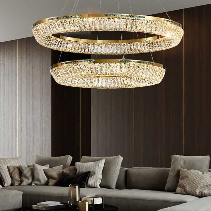 Modern Foyer Chandelier with K9 crystals, adding opulence and elegance to a stylish living space.