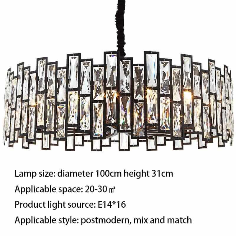 Modern LED chandelier with crystal elements, 100cm diameter, adding luxury and ambiance to your space.