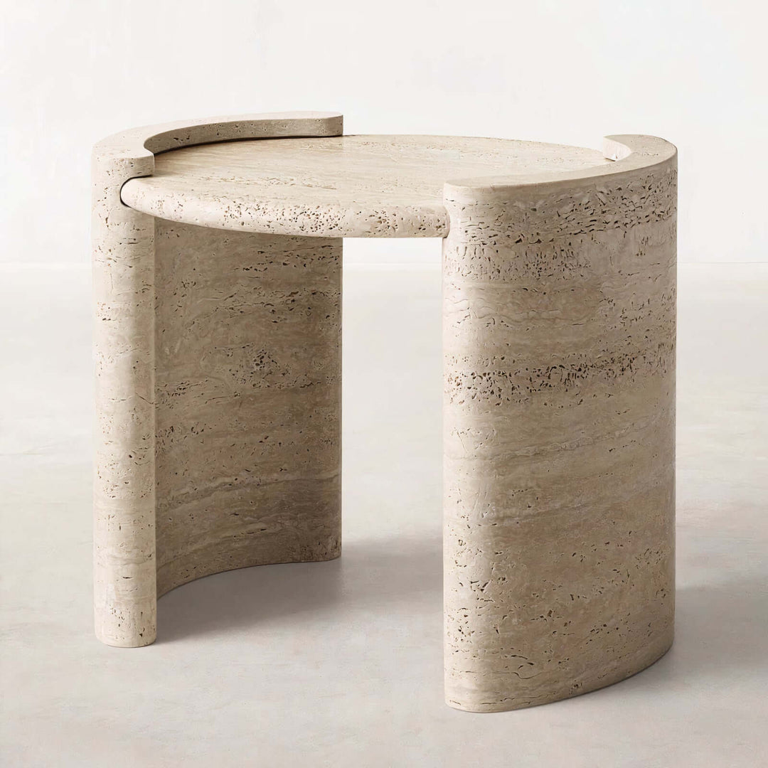 Julita Natural Stone Marble Round Side Table