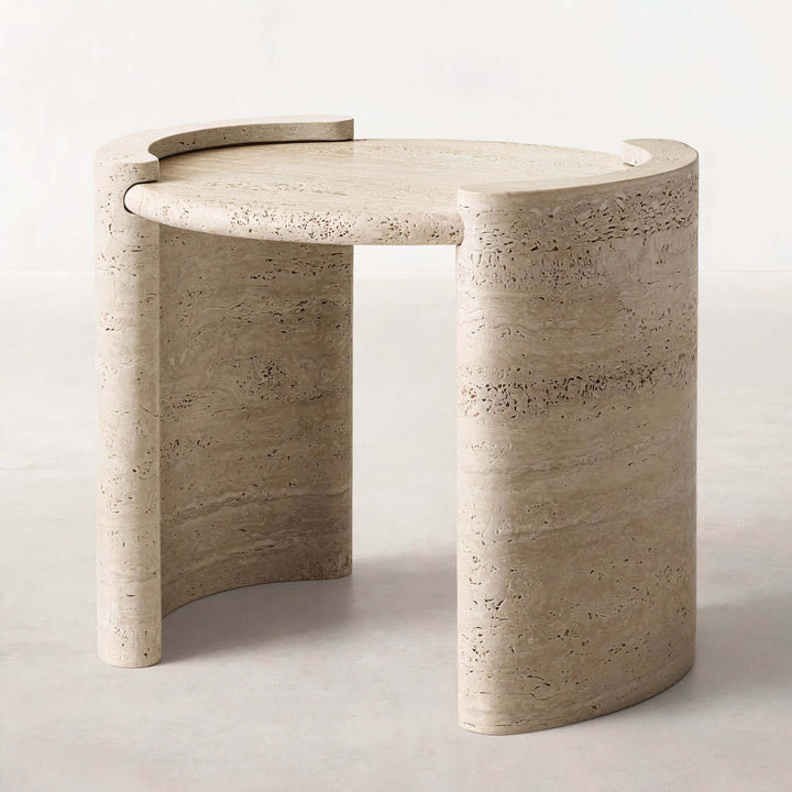 Julita Natural Stone Marble Round Side Table