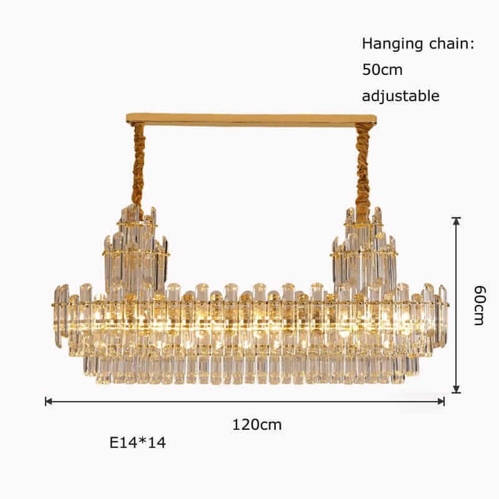 Elegant foyer chandelier with gold-plated brass, adjustable hanging chain, and LED lights for atmospheric ambiance.