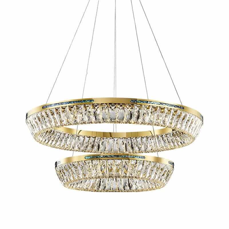 Elegant foyer chandelier featuring K9 crystals and LED lights, showcasing opulence and sophistication in design.