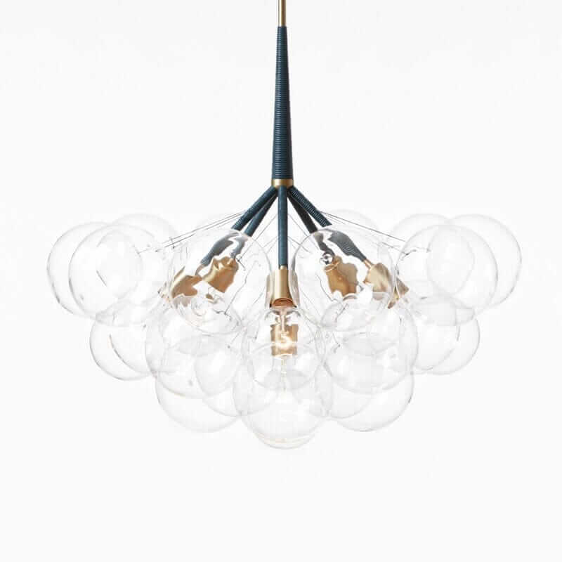 Nordic Glass Bubble Chandelier with clear glass orbs and gold accents, adding Scandinavian charm to any interior.