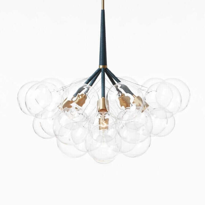Nordic Glass Bubble Chandelier with clear glass orbs and gold accents, adding Scandinavian charm to any interior.