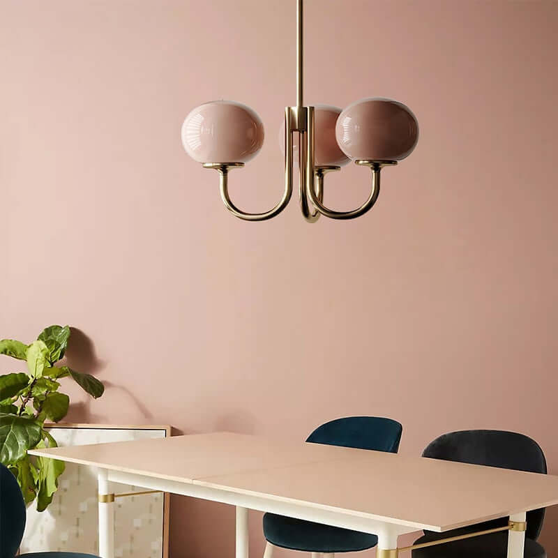 Opal Gold Globe Sputnik Pink Pendant Light