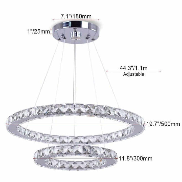 Modern foyer chandelier with adjustable height and stylish crystal design, perfect for elegant home decor.