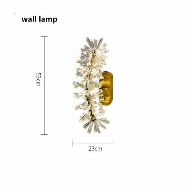 Elegant wall lamp featuring crystal design, measuring 53cm in height and 23cm in width, ideal for adding glamour to any space.