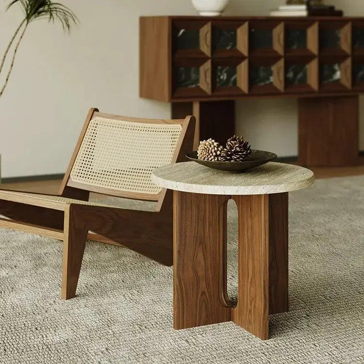 Arber Wine-sabi Natural Travertine Side Table