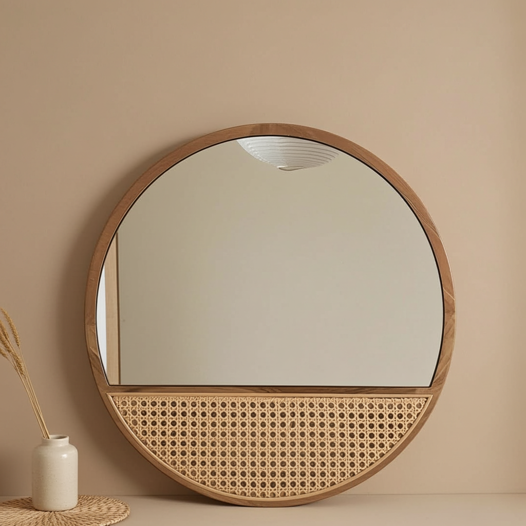 Wooden Frame With Mirror - Rustic Charm