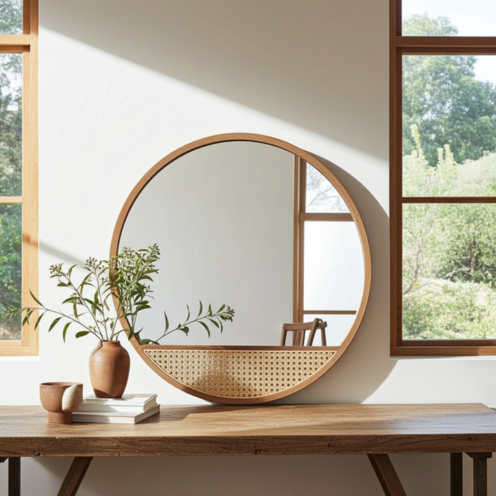 Wooden Frame With Mirror - Rustic Charm