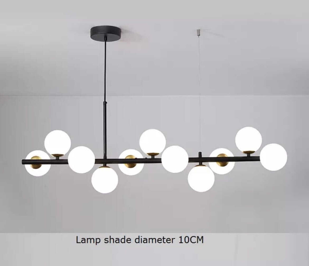 Modern Bubble Chandelier with 10CM diameter lamp shades, hanging elegantly in a contemporary space.