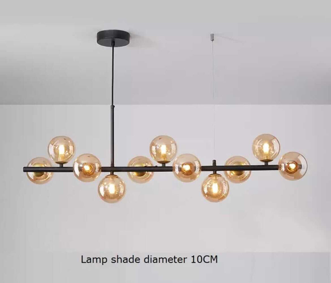 Bubble Chandelier with 12 glass lampshades, stylish design, perfect for enhancing interior spaces.