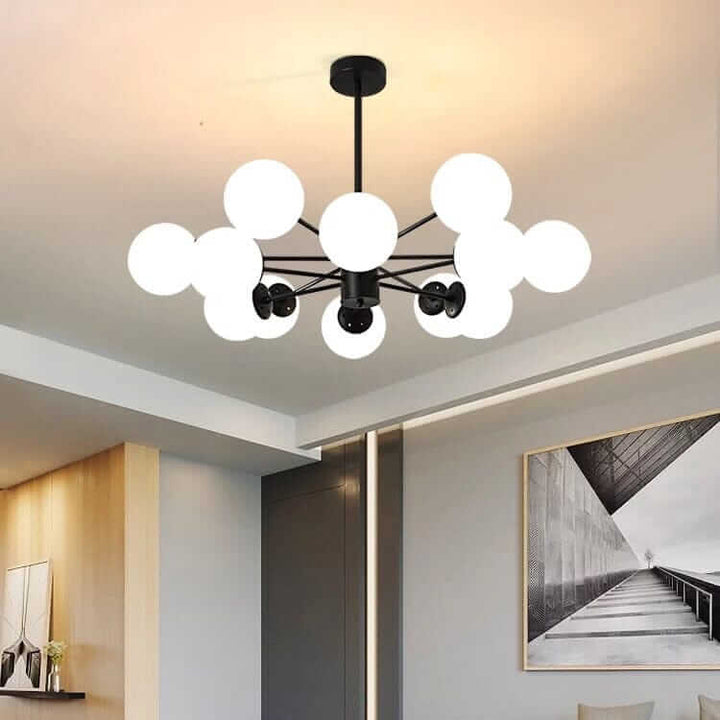 Stylish Bubble Sputnik Chandelier illuminating a modern living space with soft glowing light fixtures.