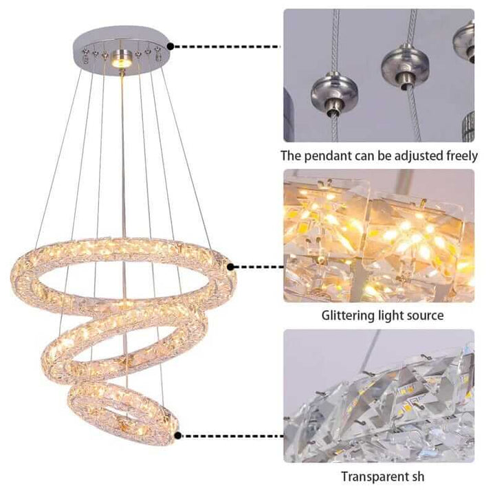 Adjustable entryway chandelier with sparkling light source, adding elegance and charm to any home décor.