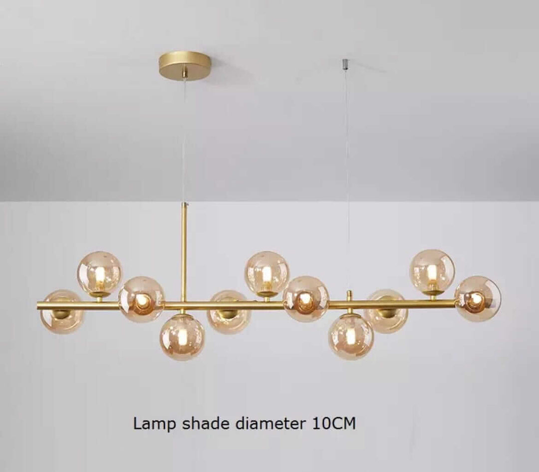 Elegant Bubble Chandelier with gold finish and glass shades, lamp shade diameter 10CM, perfect for modern interiors.
