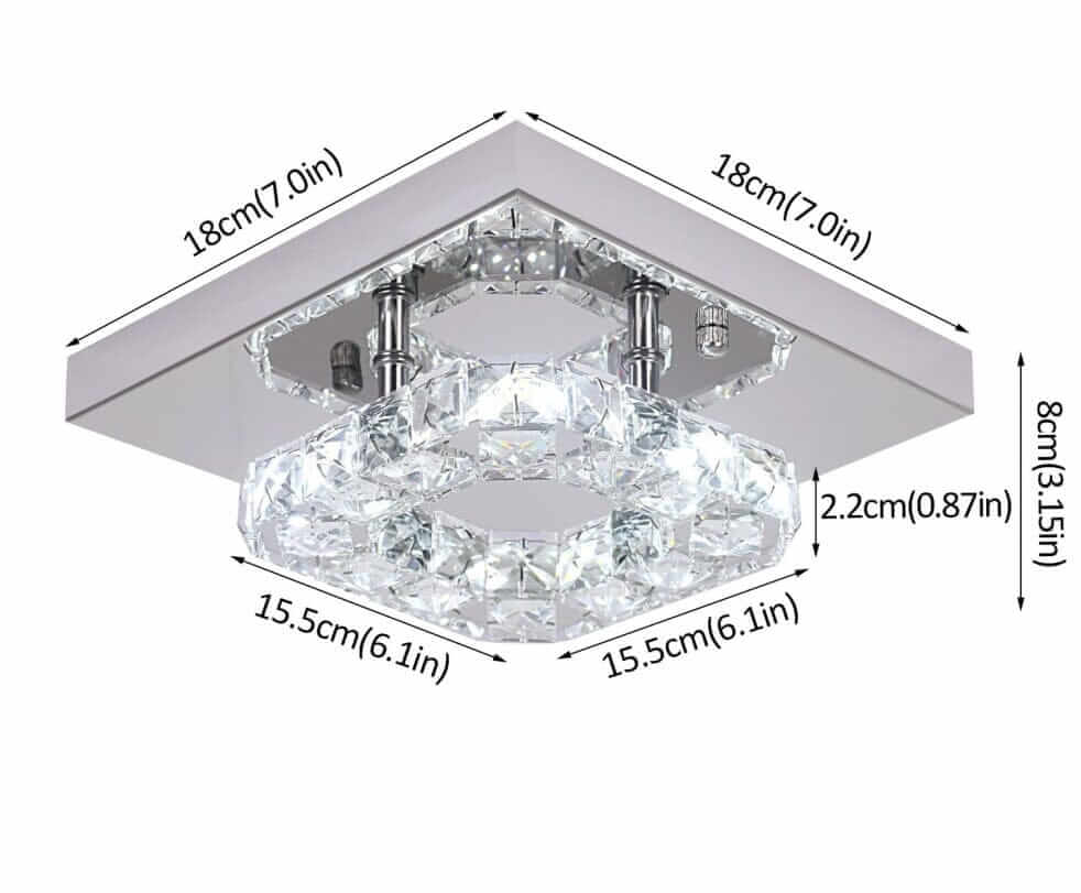 Small crystal chandelier with dimensions, perfect for modern and classic interior decor, showcasing exquisite craftsmanship.