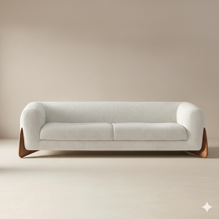 Modern White Bouclé Sofa