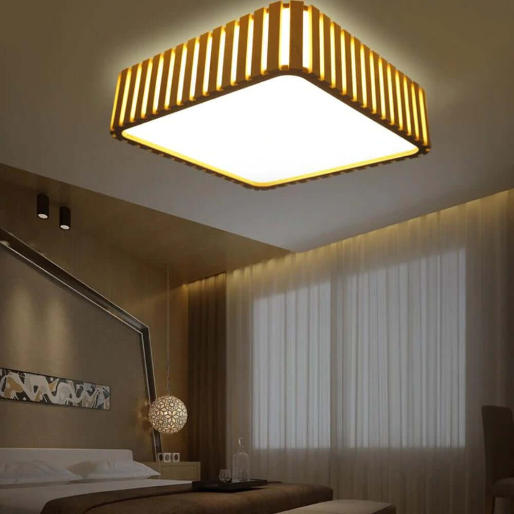 Moira Square Wood Led Wood Pendant Lamp
