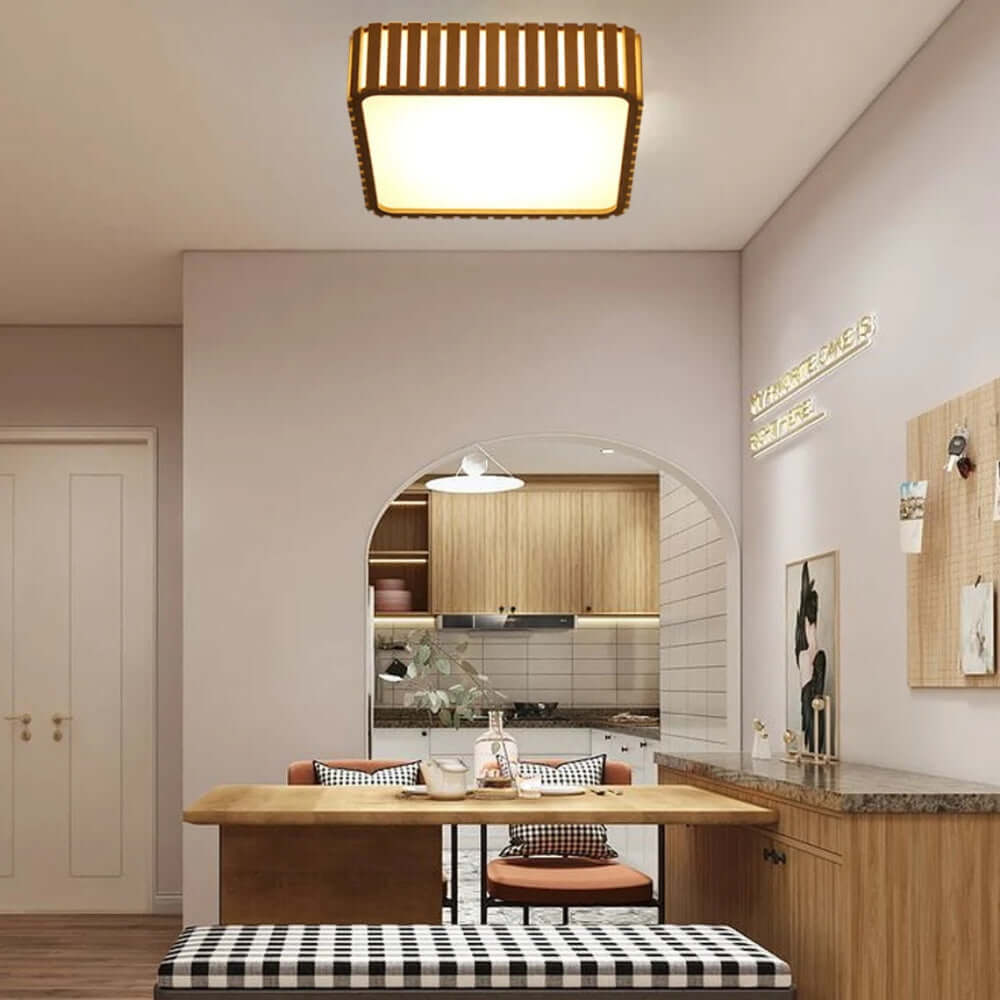 Moira Square Wood Led Wood Pendant Lamp