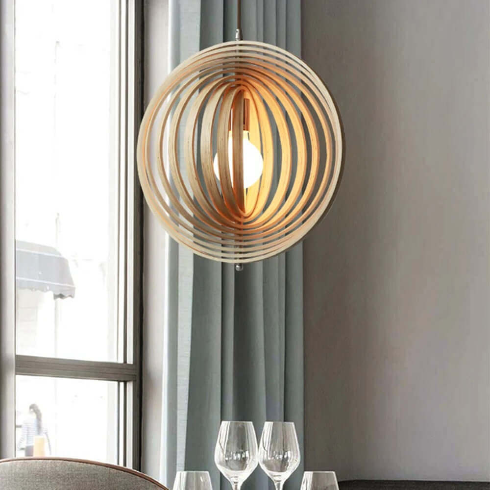 Xena Wood Round Globe Pendant