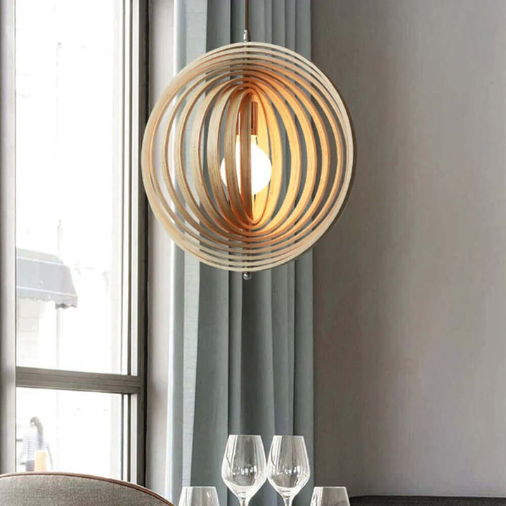 Xena Wood Round Globe Pendant