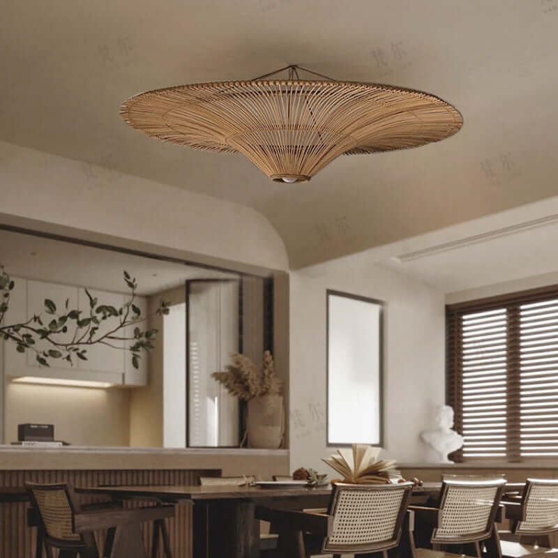 Rattan Flush Mount Light - Elegance & Warmth
