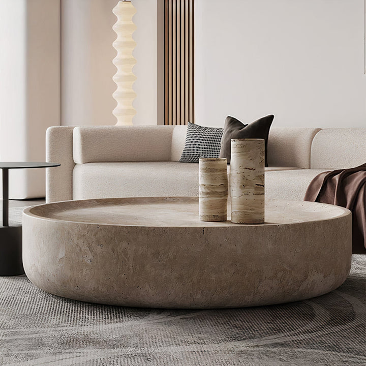 Round Stone Coffee Table - Versatile & Timeless