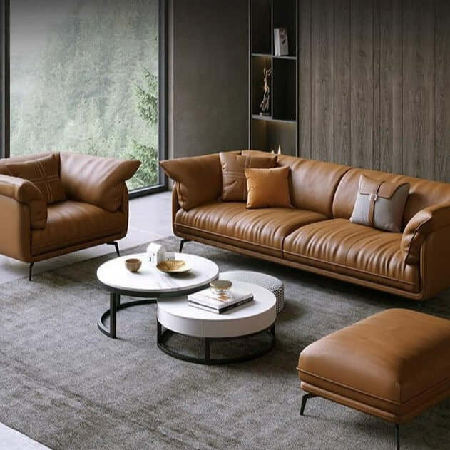 Orange Leather Sofa - Maximum Comfort