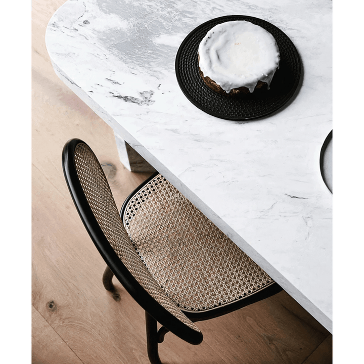 Black Wood Dining Chair - Natural Woven Design