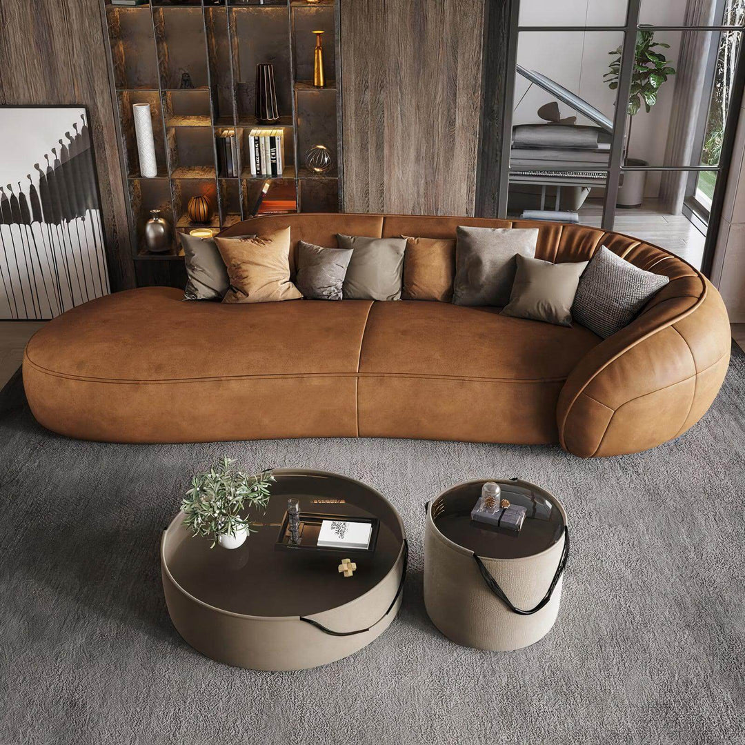 Curved Leather Sofa - Soft & Supple