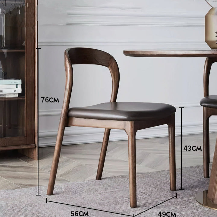 Wood And Leather Chair - Table And Chairs