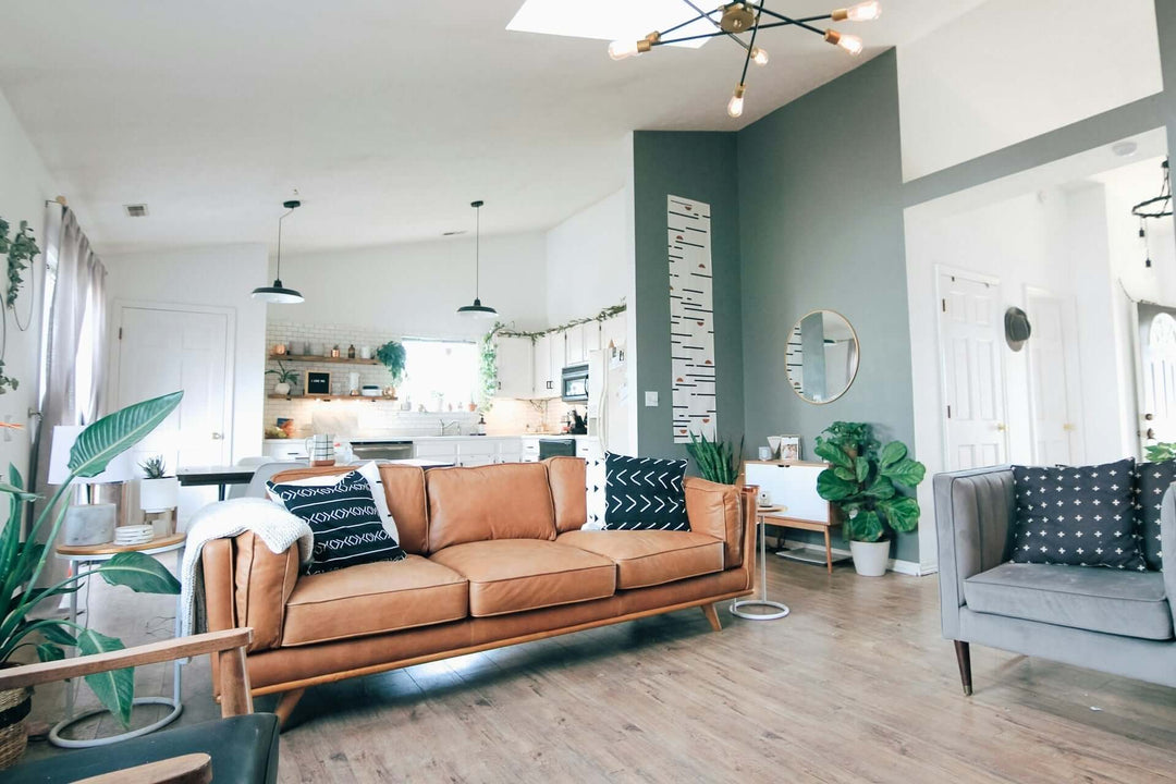 Home Living: Modern living room setup with cozy furniture and stylish decor elements.