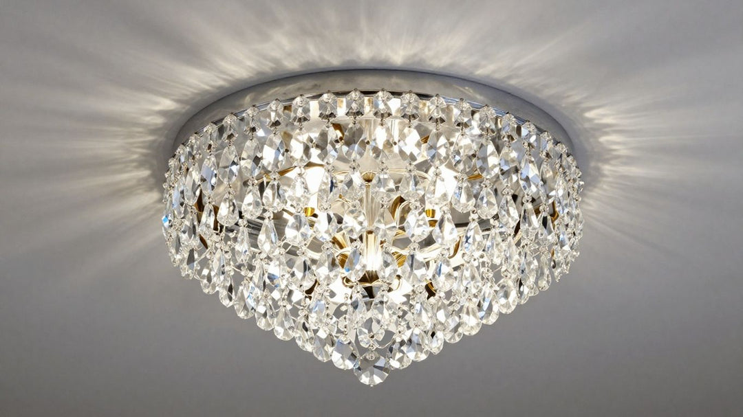 Elegant crystal chandelier flush mount ceiling light fixture.