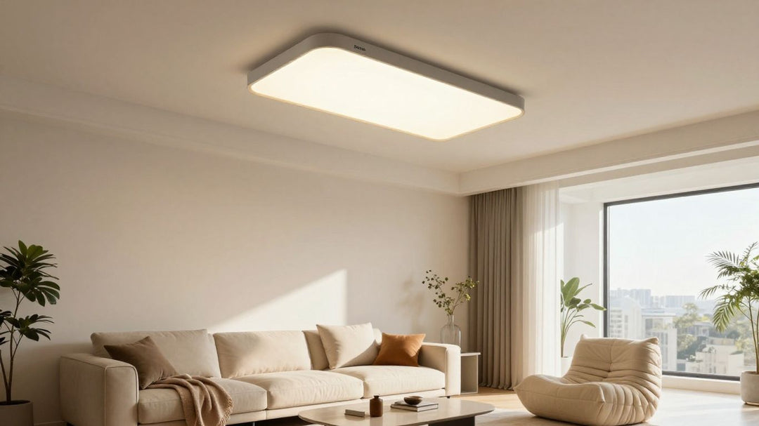 Stylish Dunelm ceiling light in a modern living room.