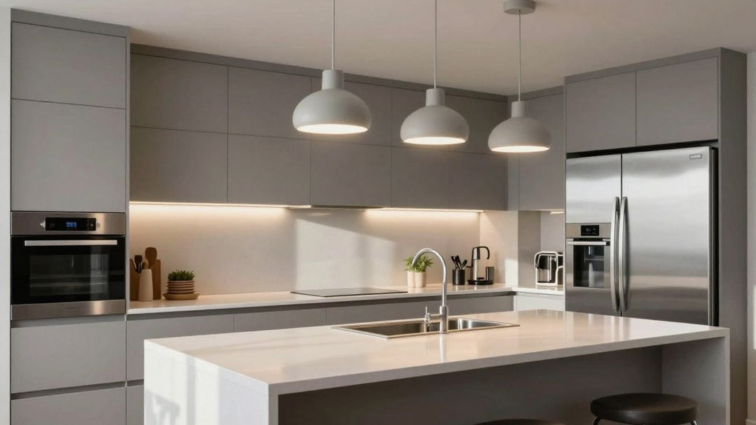Ikea pendant lights in a modern kitchen.