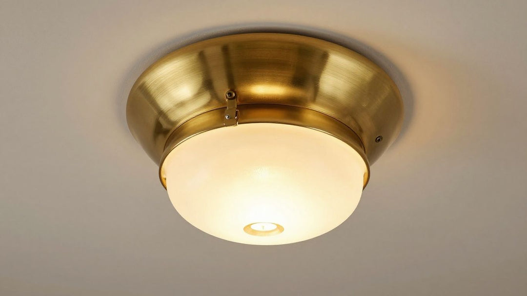 Elegant brass ceiling light fixture from Dunelm.