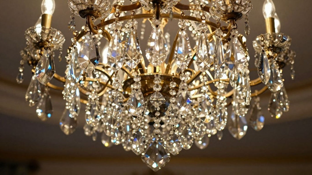 Vintage chandelier with sparkling crystal prisms