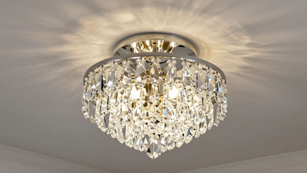 Elegant crystal flush mount ceiling light fixture